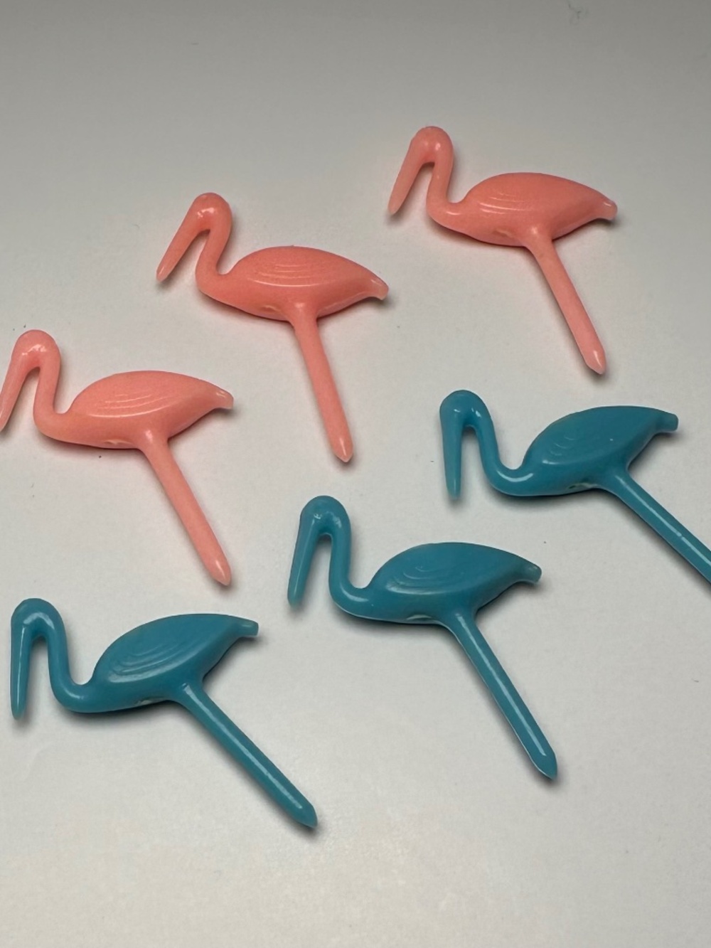 6 Vintage Pink & Blue Stork Cake Picks Baby Shower Cupcake Toppers